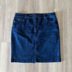 VTG Gloria Vanderbilt Denim Skirt Dark Wash Cotton Blend Women's 14